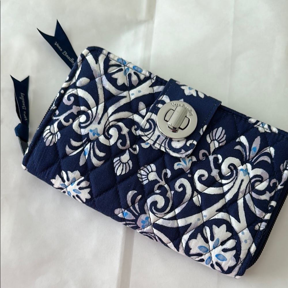 Vera Bradley Navy and White Floral Clutch